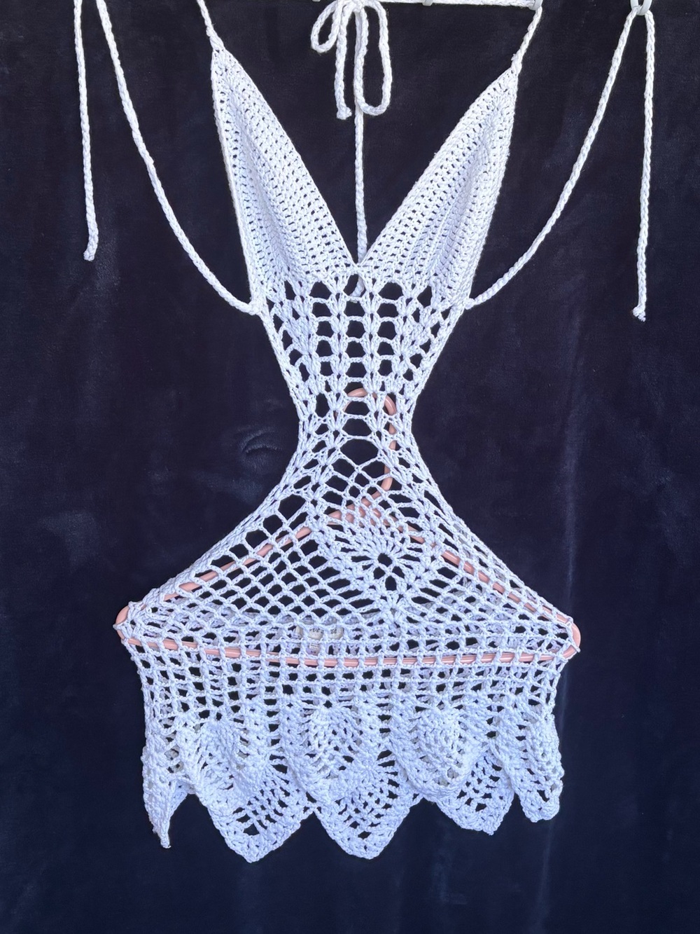 Love Sense White Crochet Swim Coverup Halter Dress - Women